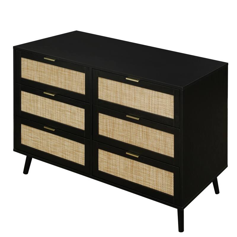 6 Drawer Rattan Dresser, Buffet Cabinet, Storage Cabinet for Bedroom