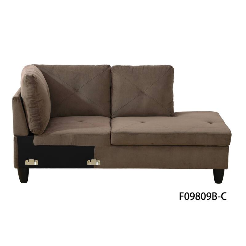Brown Sackcloth Fabric 3-Piece Living Room Sofa Set