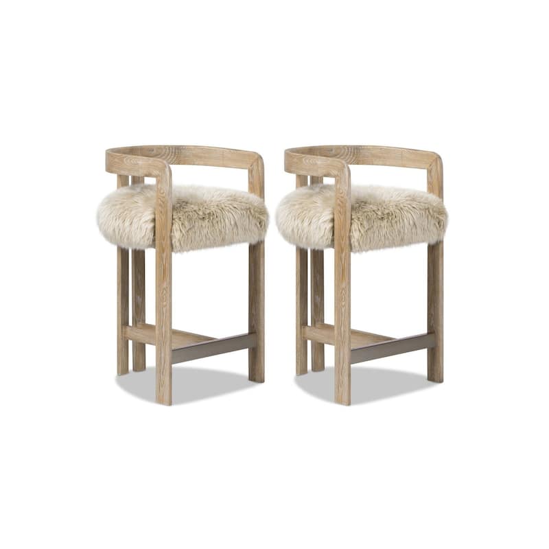 Millwick 26.5" Low Back Ash Wood Counter Height Bar Stool - 21"W X 20"D X 27"H