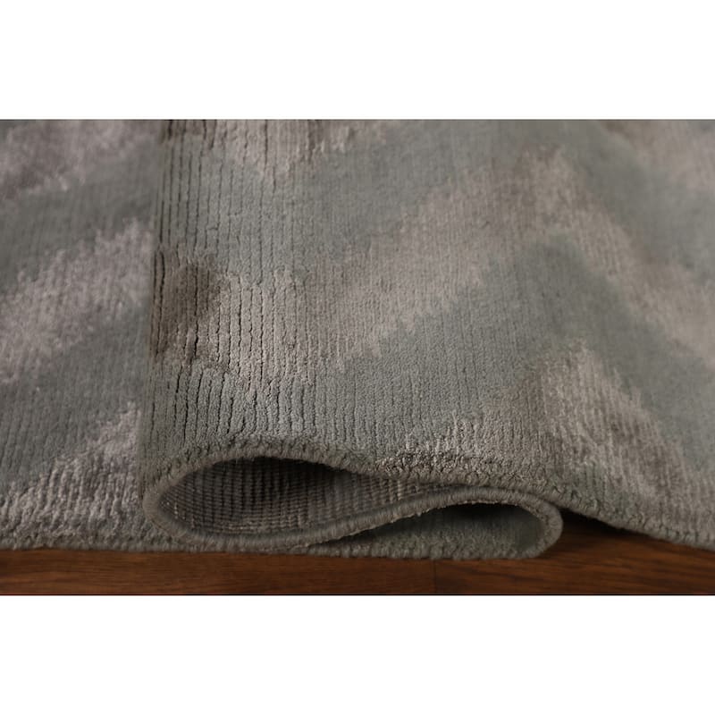 Chevron Style Modern Area Rug Handmade Contemporary Wool Carpet - 8'0"x 9'9"