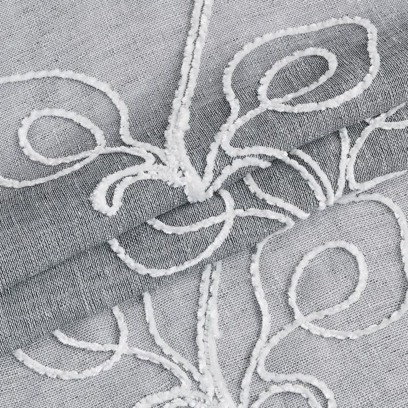 HomeRoots Set of Two 84" Silver Boho Embroidered Window Panels - 84" x 76"