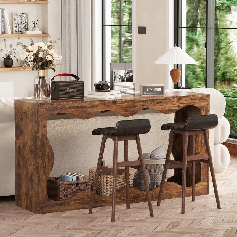 Anmytek 47"Rustic Open Frame Console Table Farmhouse Entryway and Living Room Storage
