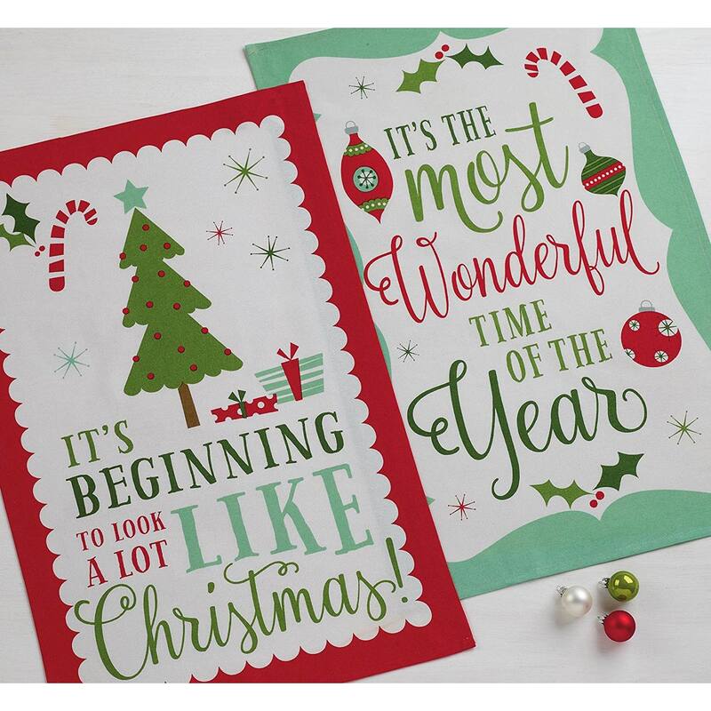 DII Assorted Christmas Printed Dishtowel