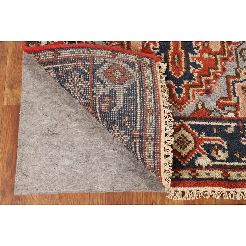 Hand Knotted Oriental 100% Wool Carpet Traditional Medallion Oranges & Rust Heriz (serapi) Area Rug - 4' 11'' X 3' 0''