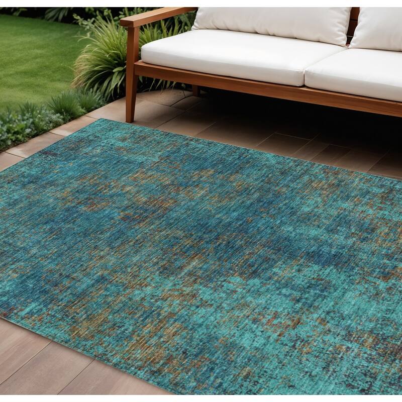 HomeRoots Abstract Transitional Rectangle Outdoor Rug - 9' X 12'