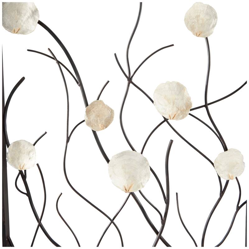 Metal Floral Wall Decor with Capiz Accents - Set of 3 Black - Roche River Decor