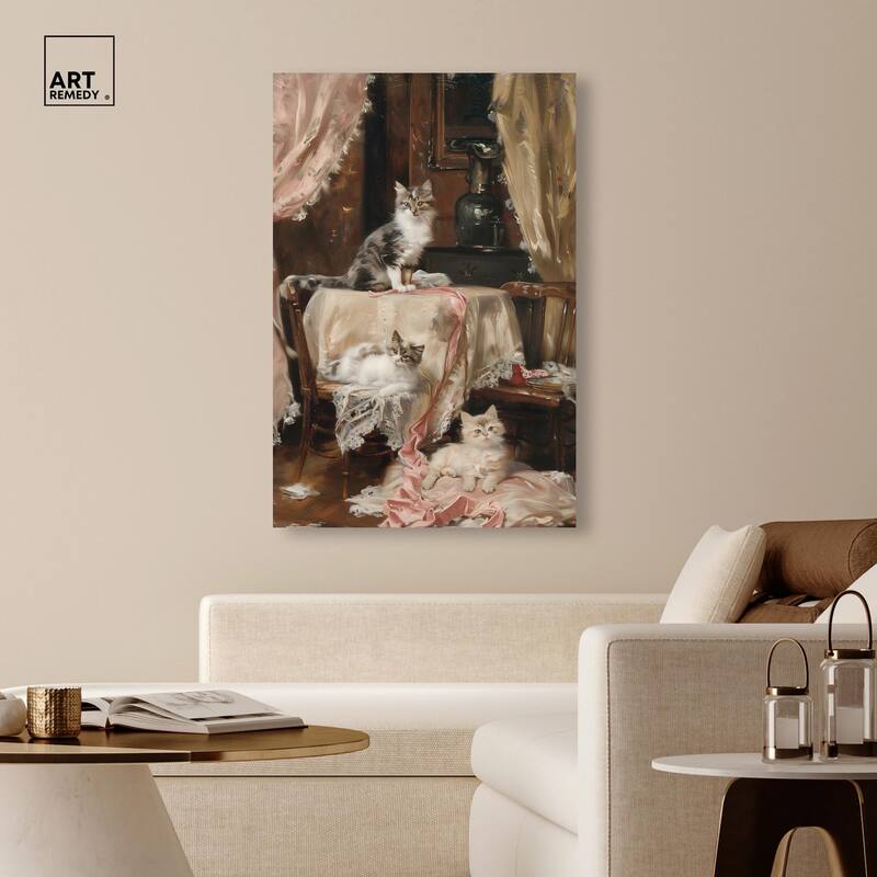 Kittens at the Table Canvas by Art Remedy, Gallery Wrapped
