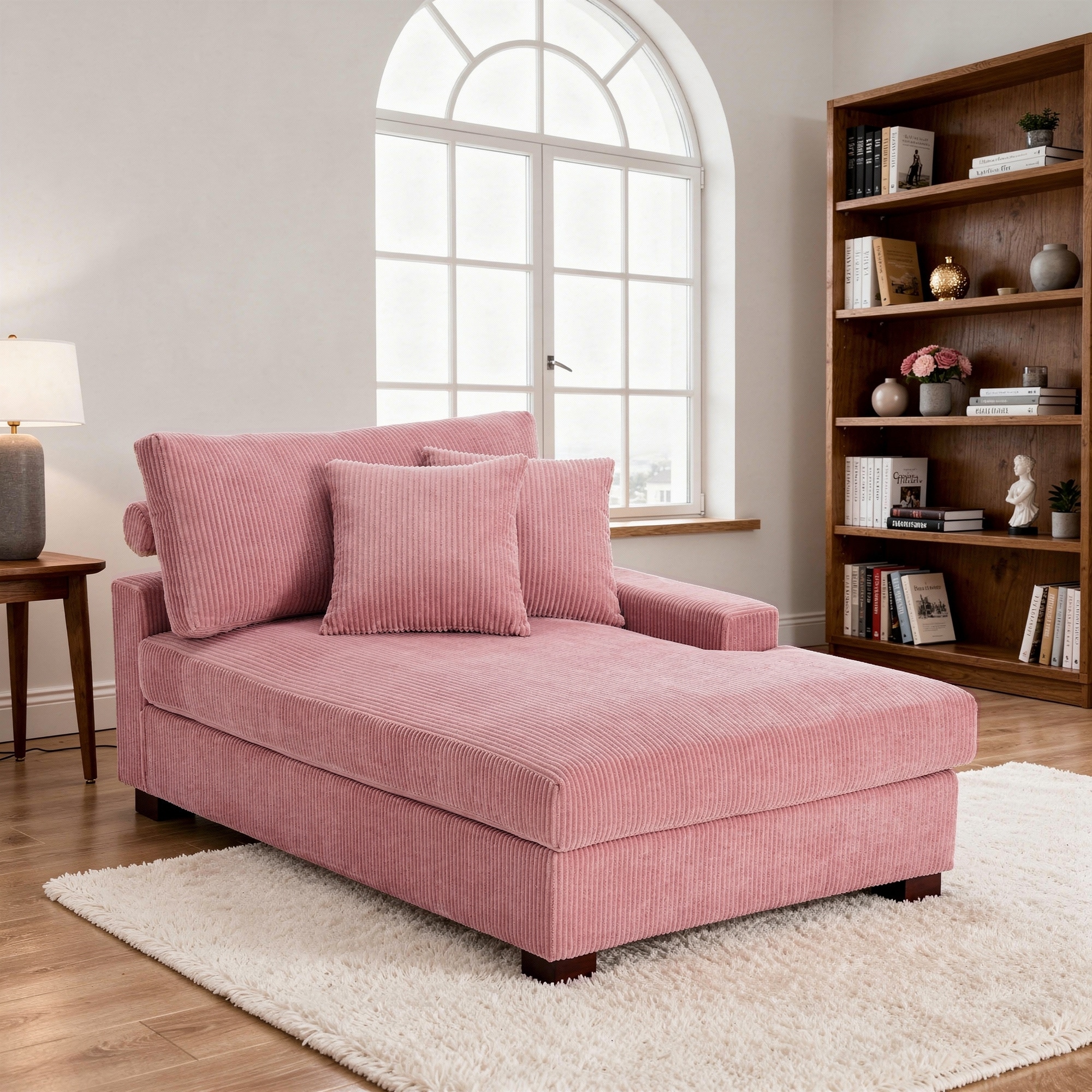 Corduroy Chaise Lounge Chair Upholstered Indoor Lounger Sofa