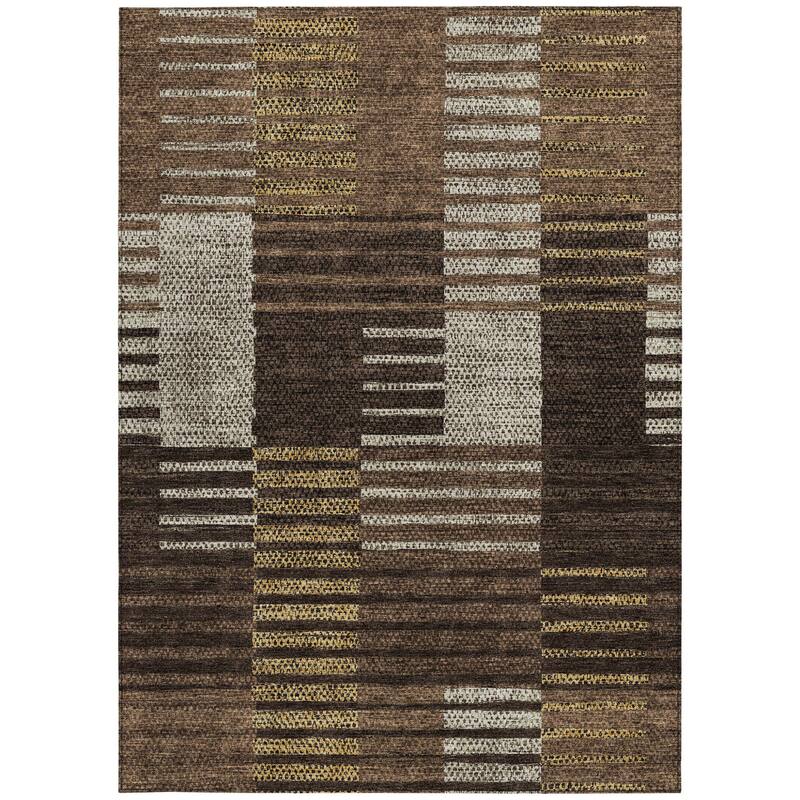 HomeRoots Striped Modern Rectangle Outdoor Rug