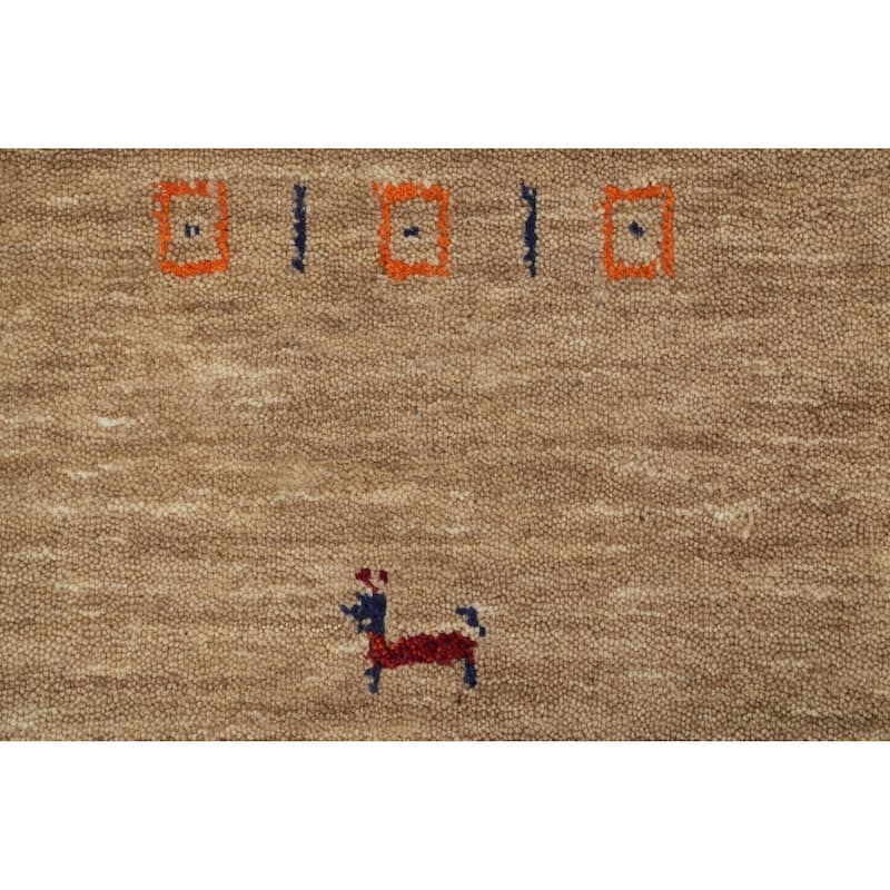 Hand Knotted Oriental 100% Wool Carpet Tribal Animal Pictorial Brown Gabbeh Area Rug - 9' 6'' X 9' 10''