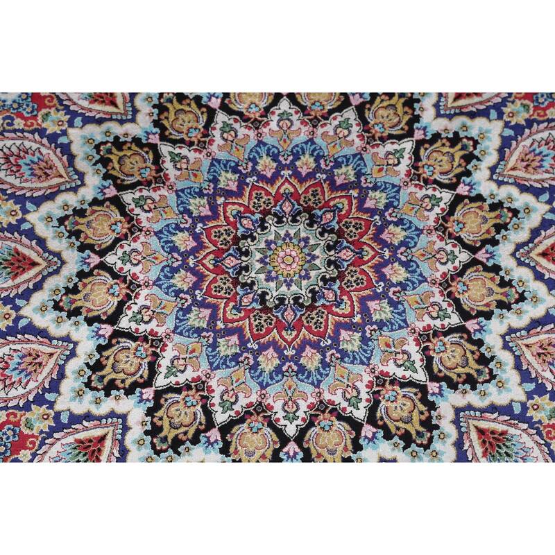 Victorian Style Qum Turkish Area Rug Beige Machine Made Carpet - 7'8" x 11'1"
