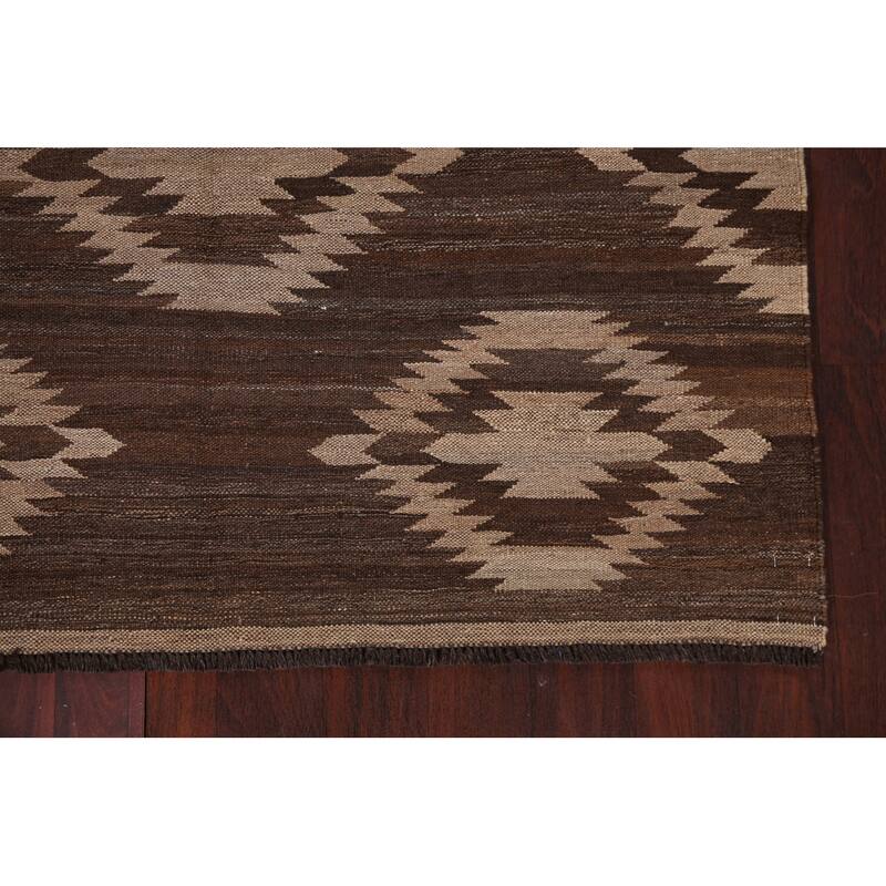 Natural Dye Geometric Tribal Oriental Kilim Area Rug Wool Hand-woven - 4'11" x 6'9"