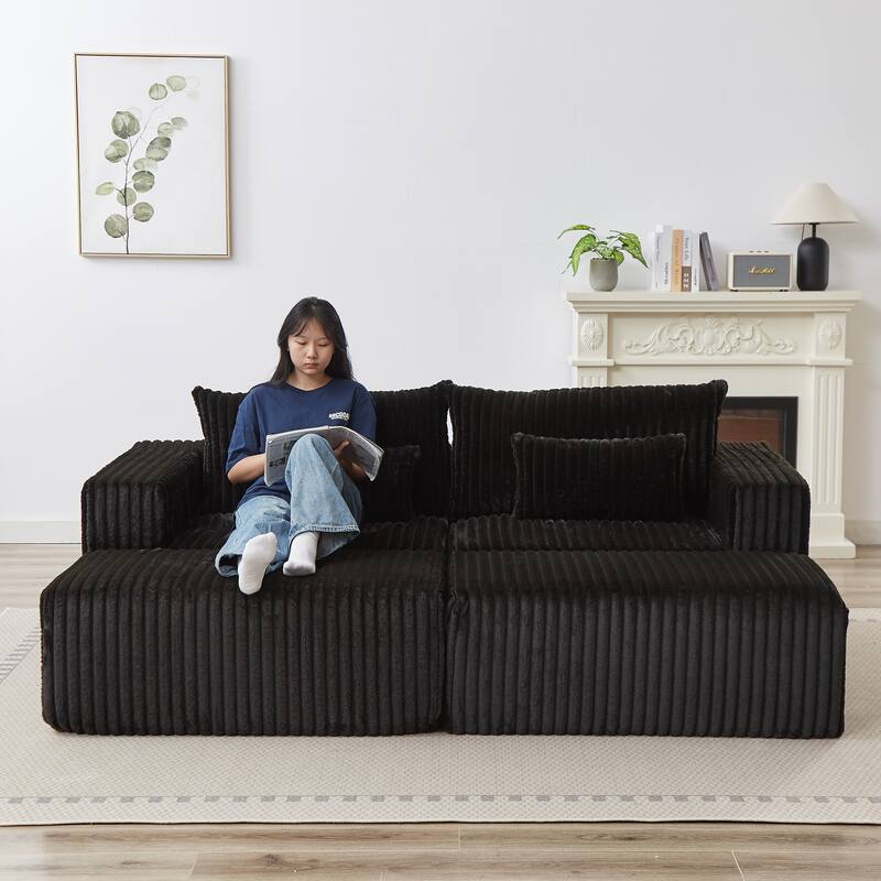 Oversized 87" Modular Sectional Lounge Chaise with 2 Ottoman