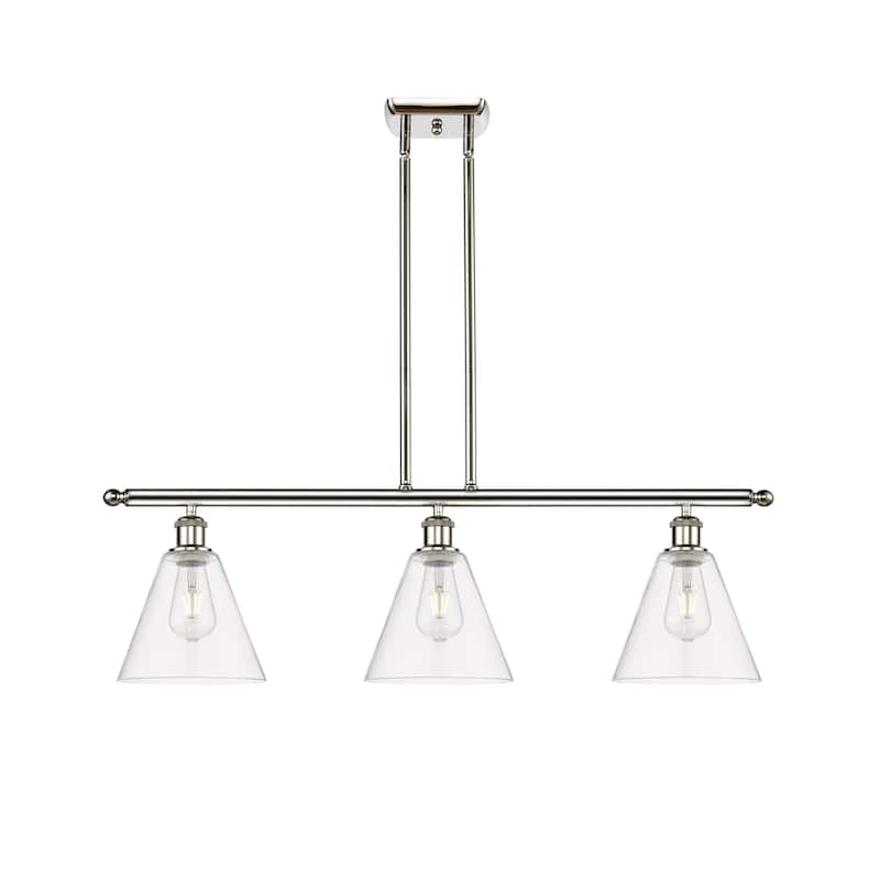 Innovations Lighting Berkshire - 3 Light 36" Stem Hung Island Light - Clear/Polished Nickel