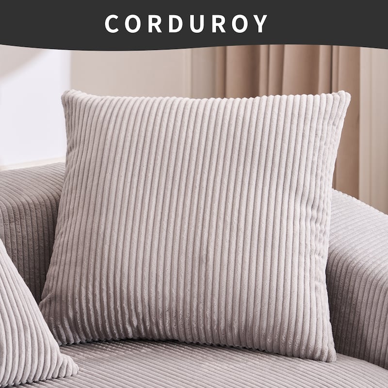 101.6" Corduroy L-Shaped Sectional Sofa with Chaise Lounge and 4 Pillows