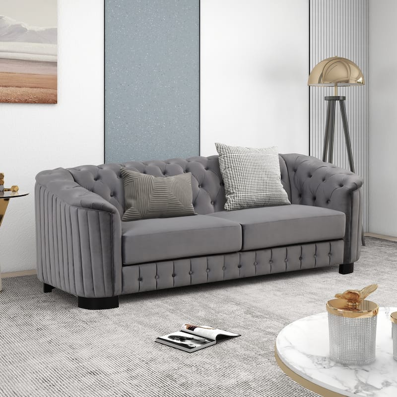 3-Piece Sofa Sets with Rubber Wood Legs,Velvet Upholstered Couches Sets Including Three Seat Sofa,Loveseat and Single Chair