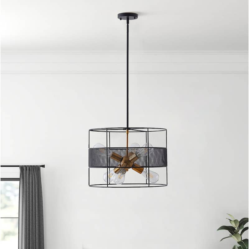 6-Lights Circle Drum Shape Pendant Lighting - 17.7"D×4.7"W×49.2"H(Adjustable)
