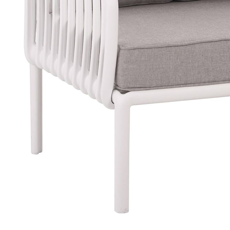 3 Piece Outdoor Conversation Set All Weather Loveseat Patio Sofa Set with Square Coffee Table and Removable Cushion