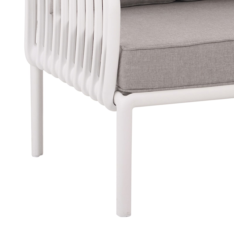 Roomfitters Outdoor Patio Club Chair with Waterproof Cushions, Deep Seating Modern Furniture for Garden or Balcony, White Gray