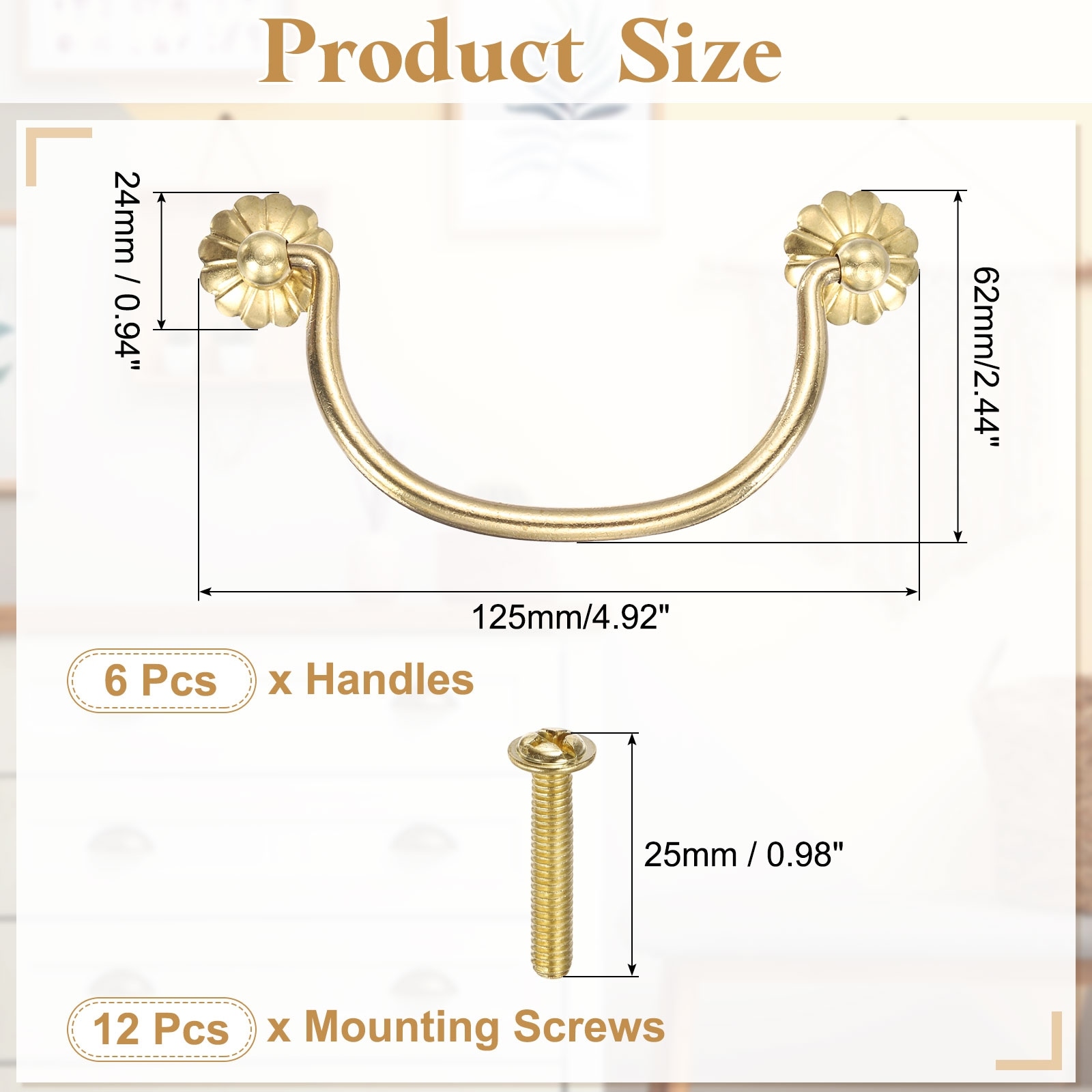 Brass Drawer Pulls and Knobs with Double Mounting Holes Vintage Ring Drawer Pulls with Screws