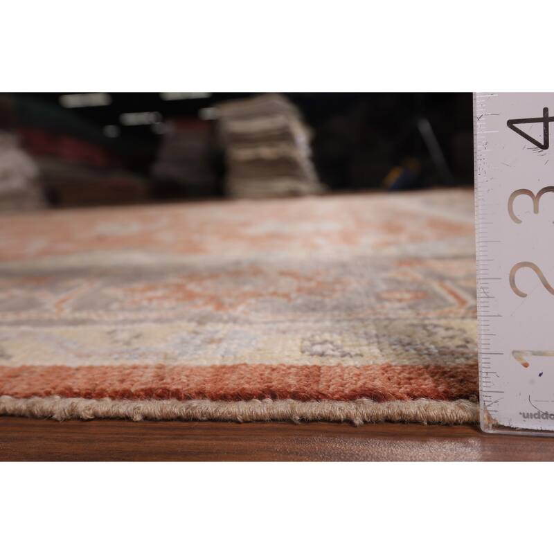 Orange Oushak Vegetable Dye Area Rug Handmade Wool Carpet - 9'3"x 11'11"