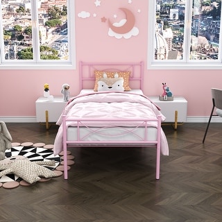 Yoneston Easy-to-assemble Metal Twin Platform Bed Frame with Under-bed Storage