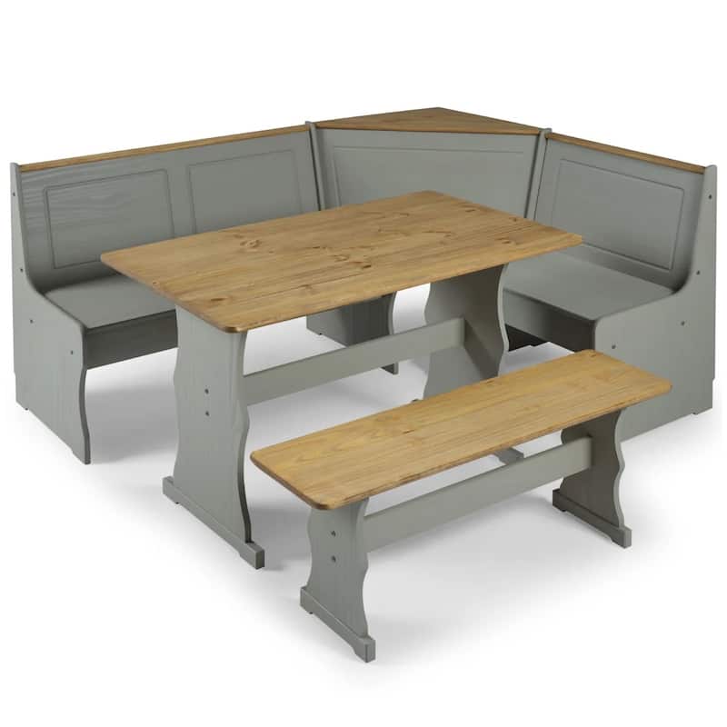 OS Home and Office Furniture Model COG805 Solid Pine Corner Dining Booth in Corona Gray