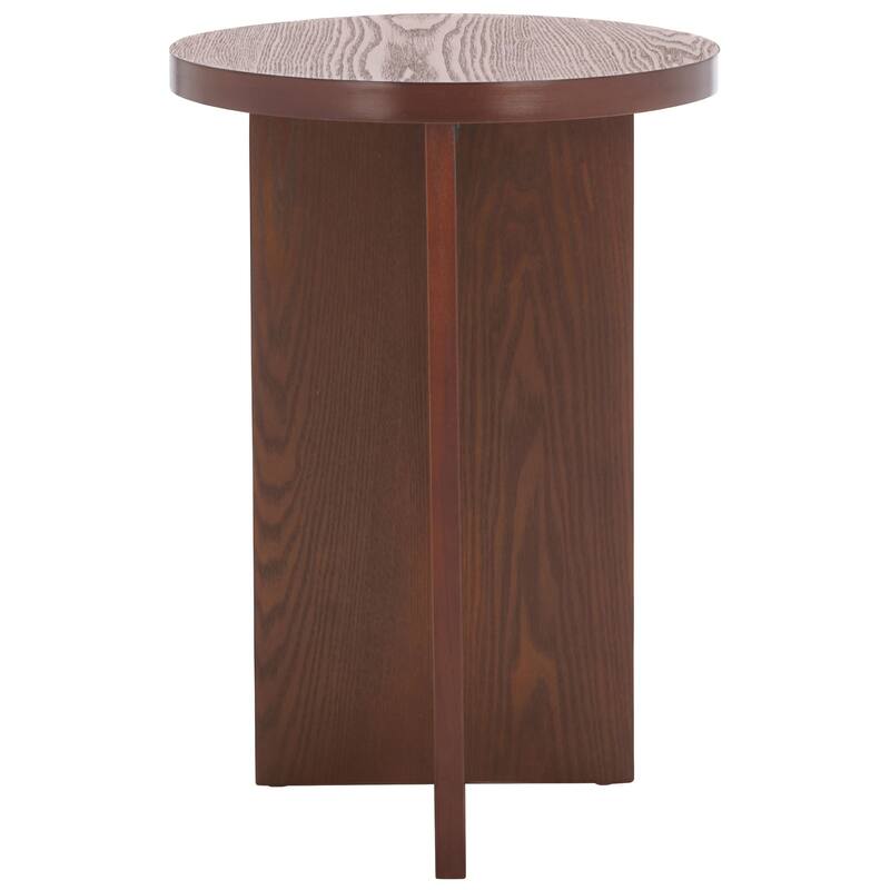 SAFAVIEH Barashi Modern Round Top End Table - 14"W x 14"D x 20"H - Walnut