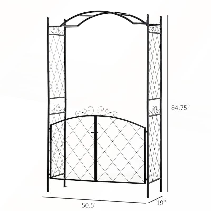 Outsunny 85inch Metal Garden Arch Arbor with Gate