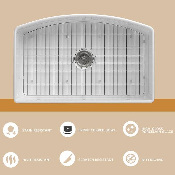 Kitchen Sink Fireclay Farm Sink Bottom Grid and Strainer Bed Bath & Beyond 39218236