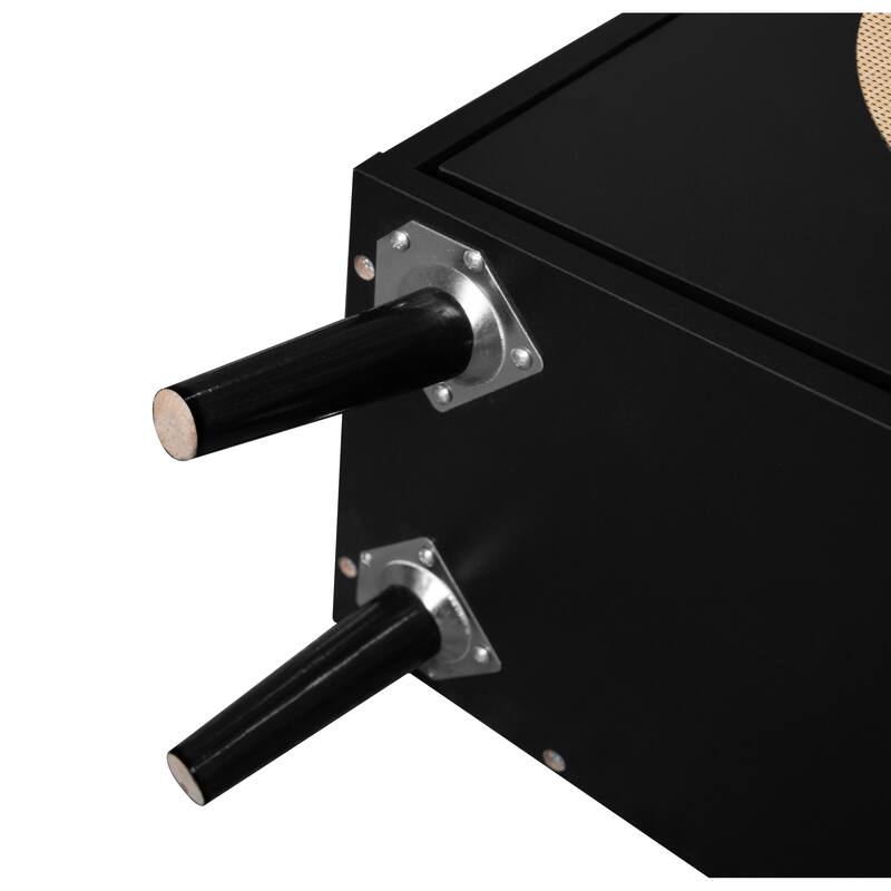 Anmytek Black Rattan Shoe Cabinet with Flip Doors 43 Inch Entryway Storage Organizer