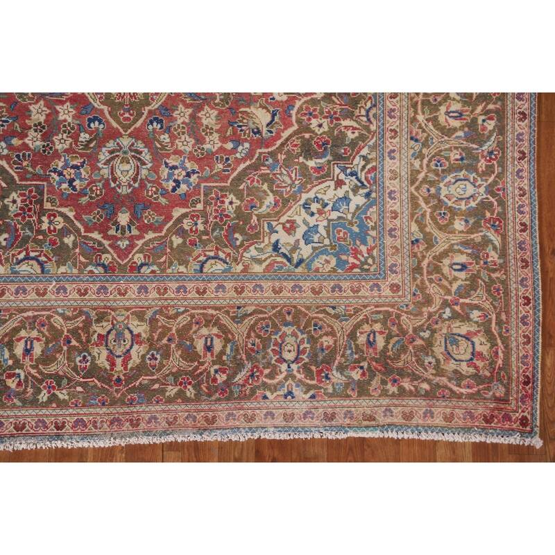 Hand Knotted Oriental 100% Wool Carpet Traditional Floral Red Kashan Area Rug - 10' 2'' X 6' 6''