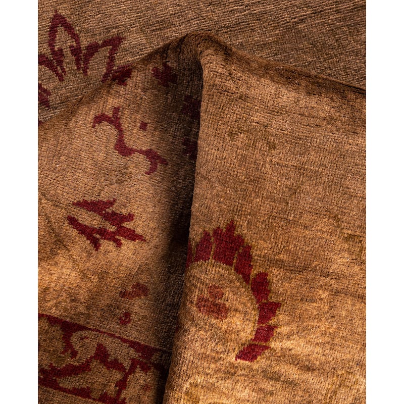 Overdyed One-of-a-Kind Hand-Knotted Runner Rug - Brown - 2' 6" x 12' 2"