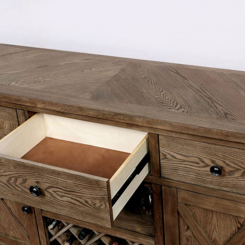 Furniture of America Dice Rustic Oak Solid Wood 3-drawer Dining Server