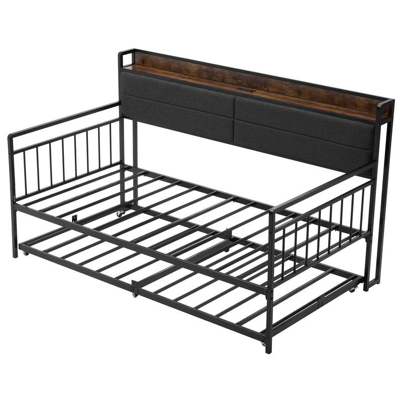 Daybed with Trundle and Charging Station for Small Apartments