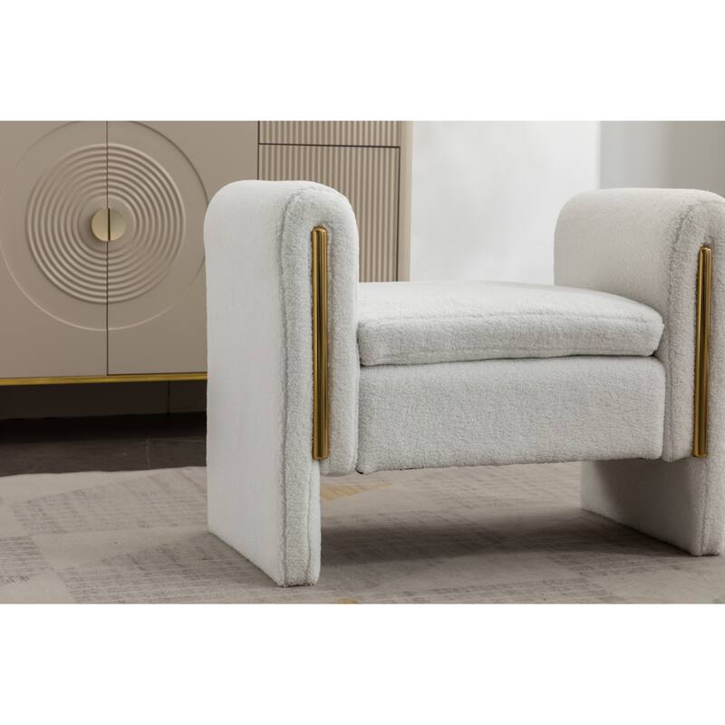 Teddy Fabric Single Bench Shoe Bench Makeup Bench For Bedroom Indoor