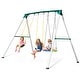 preview thumbnail 2 of 7, Hapfan 9.5' Heavy Duty Metal Swing Set Tall Swing Sets with Saucer Swing, 2 Belt Swings for Backyard