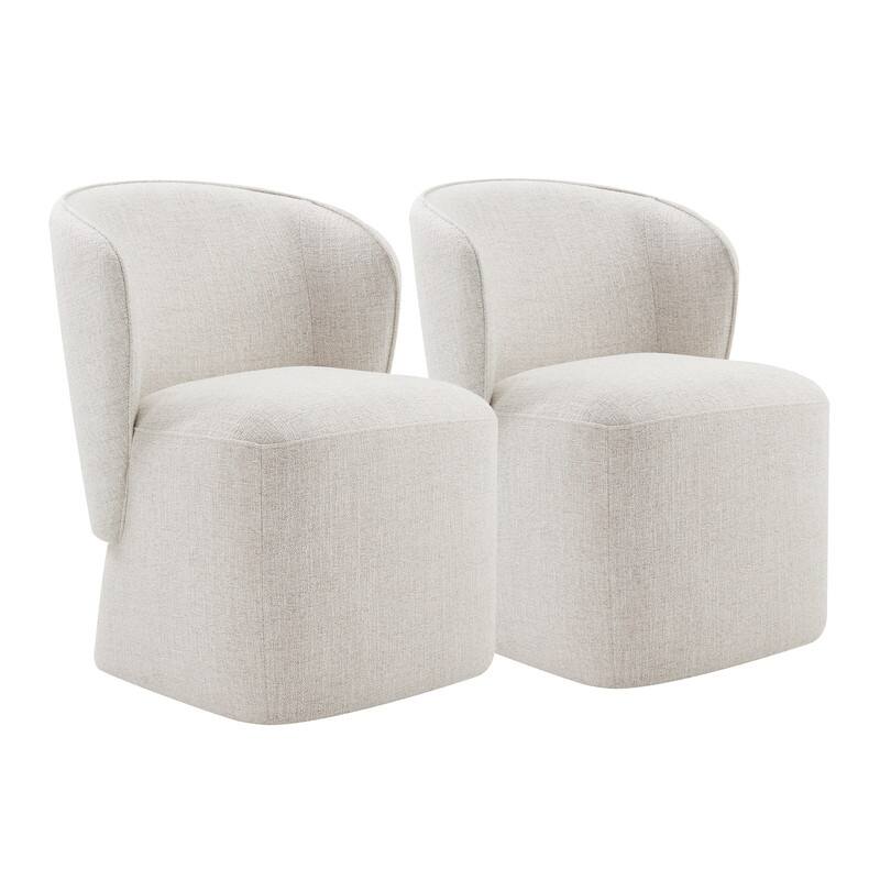 Kyle Morden Fabric Dining Room with Casters Wrap-round Back - Set of 2 - Wheat(Multi-colored)-Performance Fabric