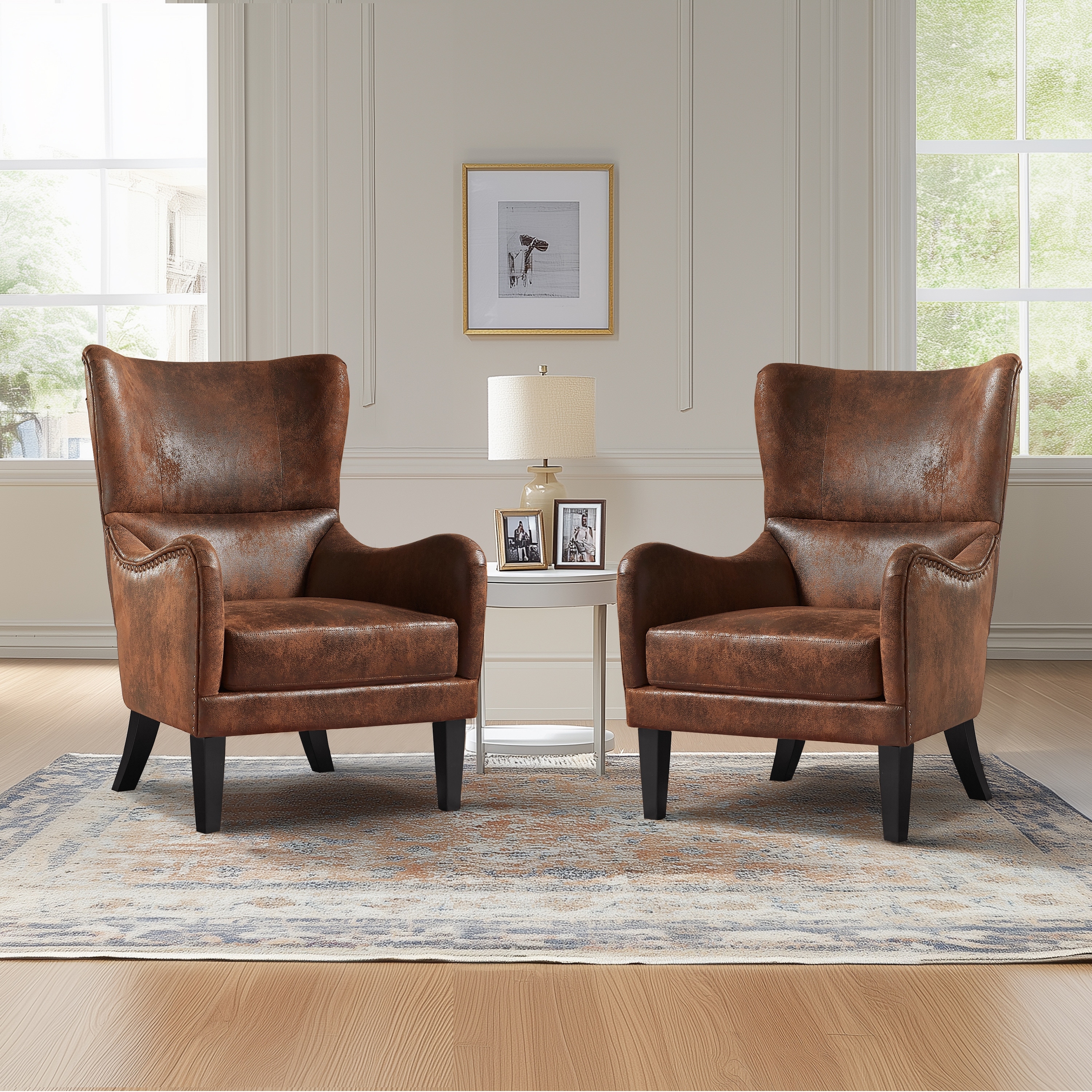 Christopher Knight Home Verend Wingback Microfiber Upholstery Accent Chair (Set of 2)