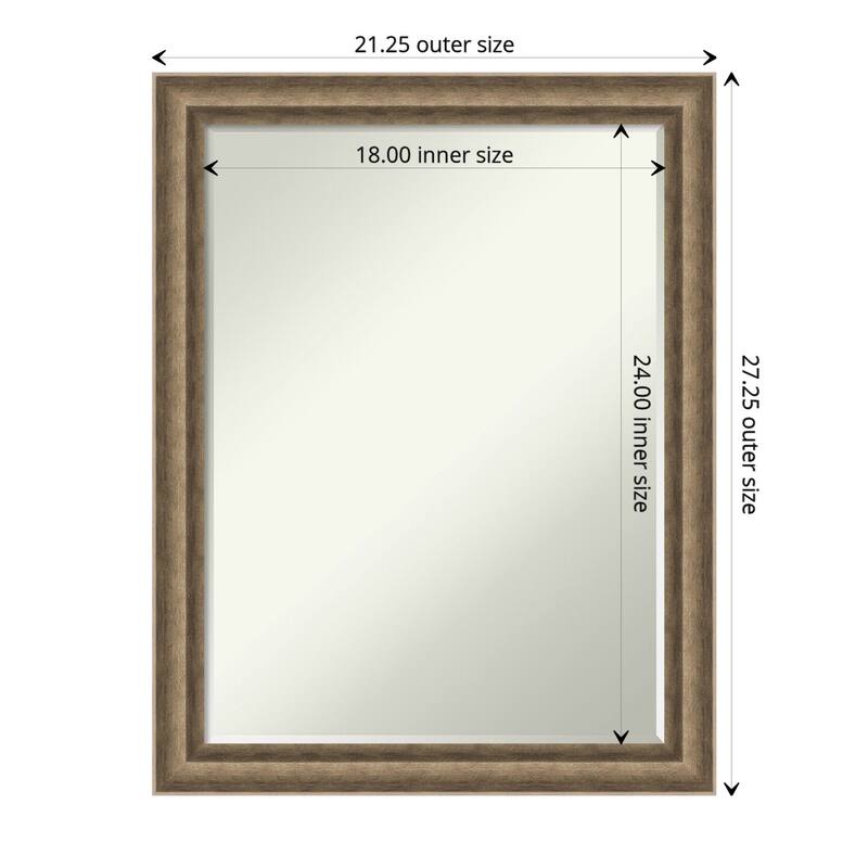 Angled Half-Inch-Bevel Wood Framed Bathroom Vanity Wall Mirror - Glass Size 18x24 - Angled Bronze