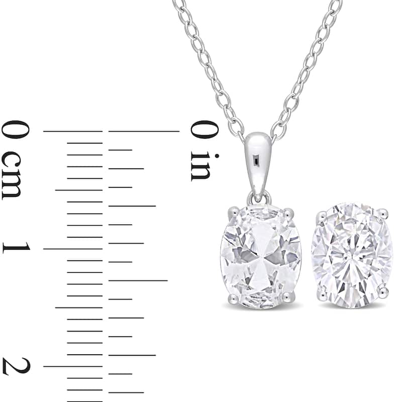 Miadora 6 3/4ct TGW Oval White Topaz 2-Piece Set of Necklace and Earrings Sterling Silver