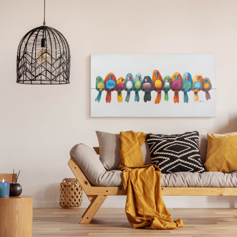 Yosemite Home Decor 'Birds on a Wire I' Original Handpainted Wall Art - multi