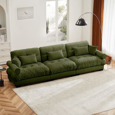 Extra Large 3 Seat Modern Velvet Sofa, Oversize Sofa, Clould Like Comfortable Seat and Back Support