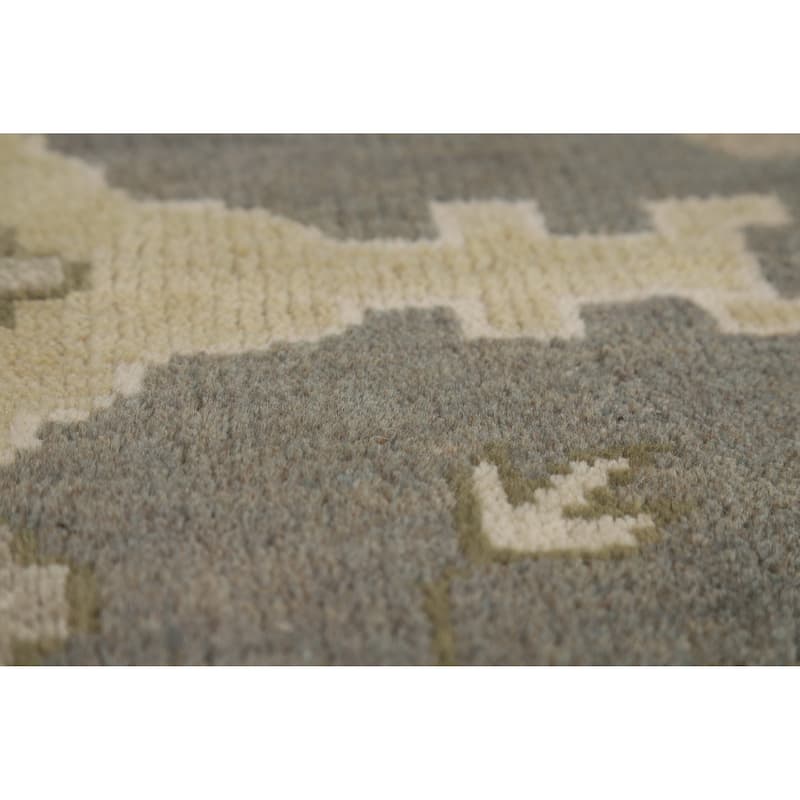 Transitional Gray Oushak Indian Area Rug Hand-Knotted Wool Carpet - 8'1" x 9'9"