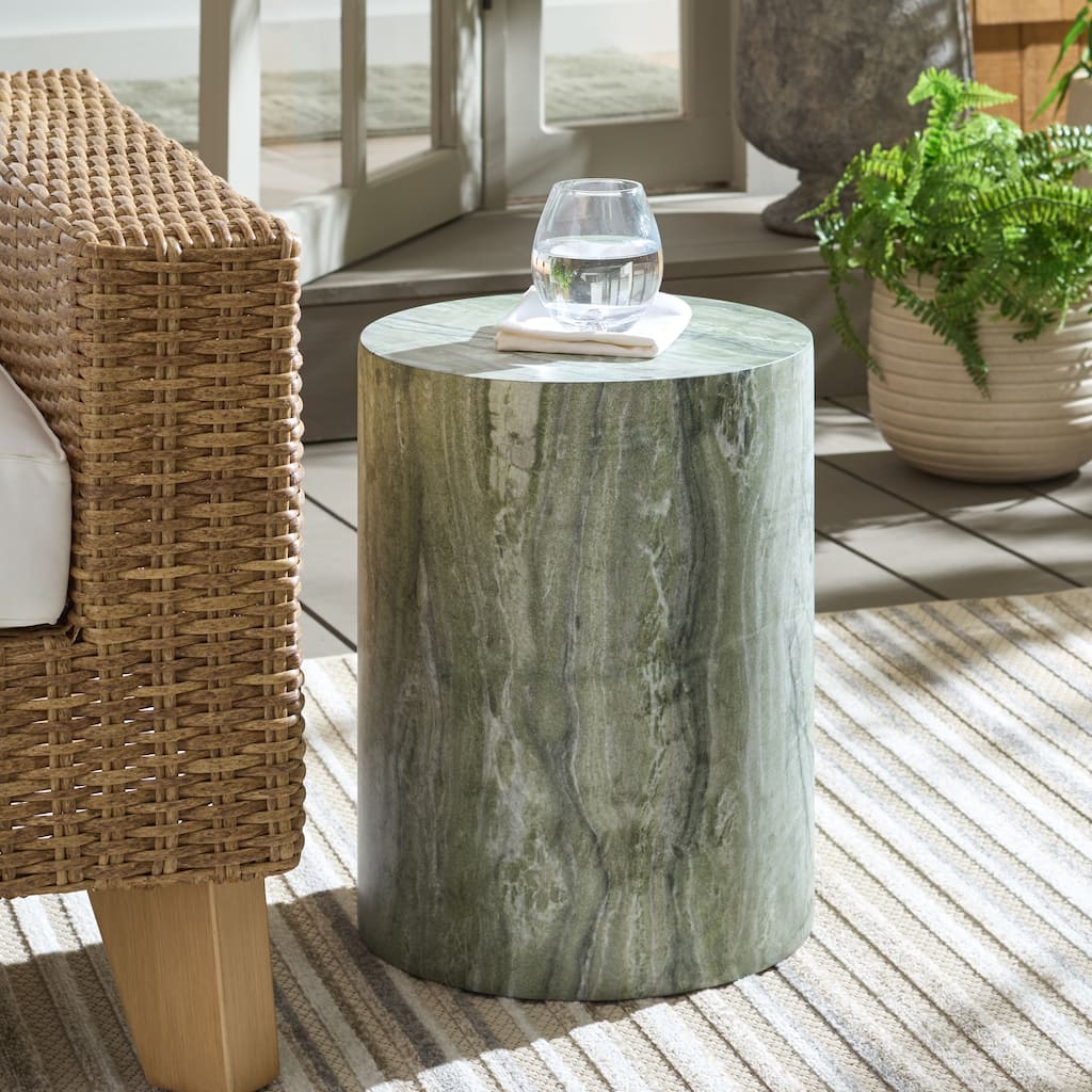 SAFAVIEH Outdoor Patio Furniture Tina Cylinder Accent Table, Side Table for Indoor and Outdoor Use - 14"W x 14"D x 18"H