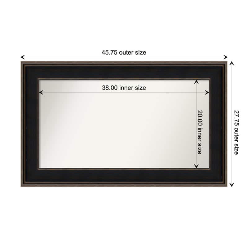 Mezzanine Espresso Framed Non-Beveled Custom Wall Mirror, Bathroom Vanity Mirror - Outer Size: 45.75 x 27.75