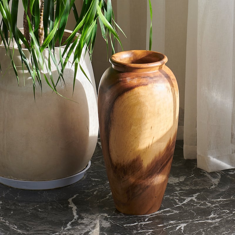 Natural Grain Suar Wood Decorative Vase