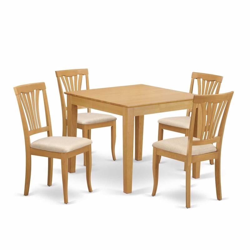 HomeStock 5-Pc Natural Oak Finish Solid Wood Top - Dining Room Set - Seats 4