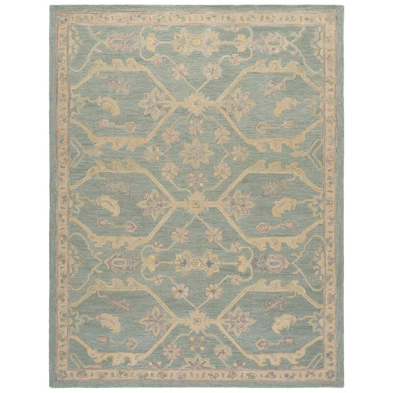 SAFAVIEH Handmade Blossom Eefke Modern Floral Wool Rug - 8' x 10' - Light Blue/Beige