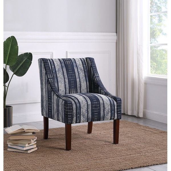 HomePop Modern Swoop Arm Accent Chair  Indigo Stripes 